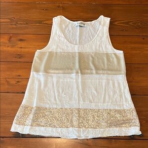 Joseph Ribkoff - White Sequin Linen Tank Top - Medium